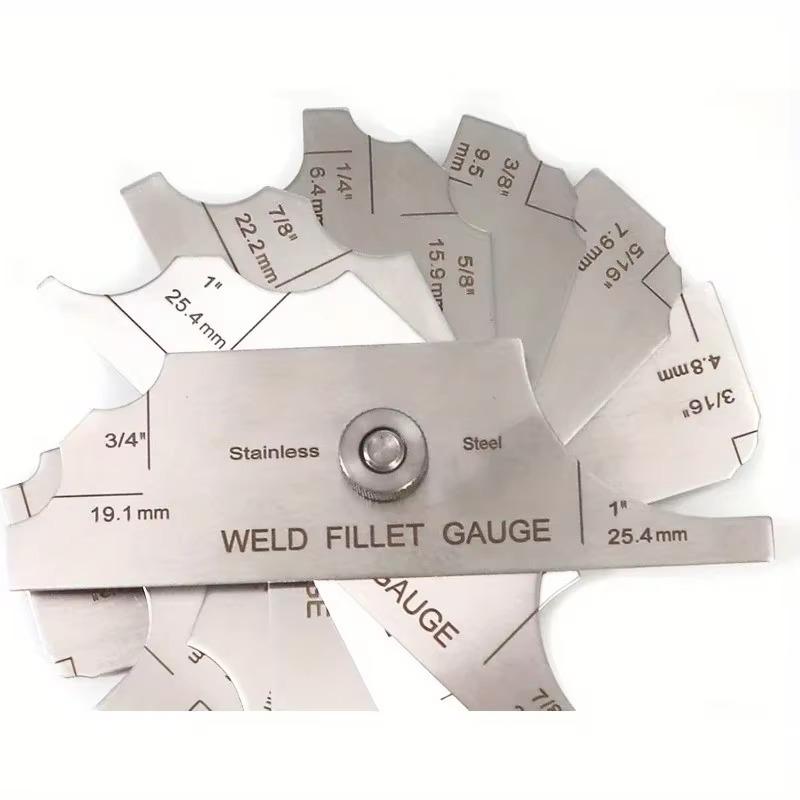 

1 Набор из нержавеющей стали Шаблон для углового шва Rl 1/8 -1 Сварочный контроль Тест Unlar Метрический и дюймовый Точный 7 шт. 1set серебряный