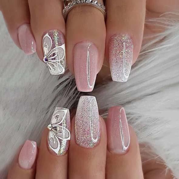 Yiwu Nail Art Pink Gradual Change Glitter Pure Want To Wear Nail Butterfly Rhinestone Nail Art Wear Nail Piece Yellow jelly glue