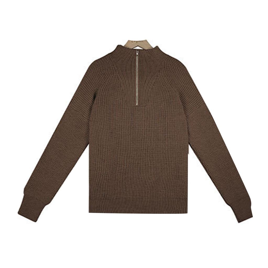 Women's  And Winter Knitting Fashion Solid Color Block Patchwork Pullover Long Sleeve Sweater