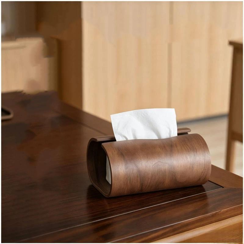 Natural Wooden Tissue Box Organizer Handcrafted Napkin Holder Durable Finish Decor for Home Restaurant Hotel Bathroom