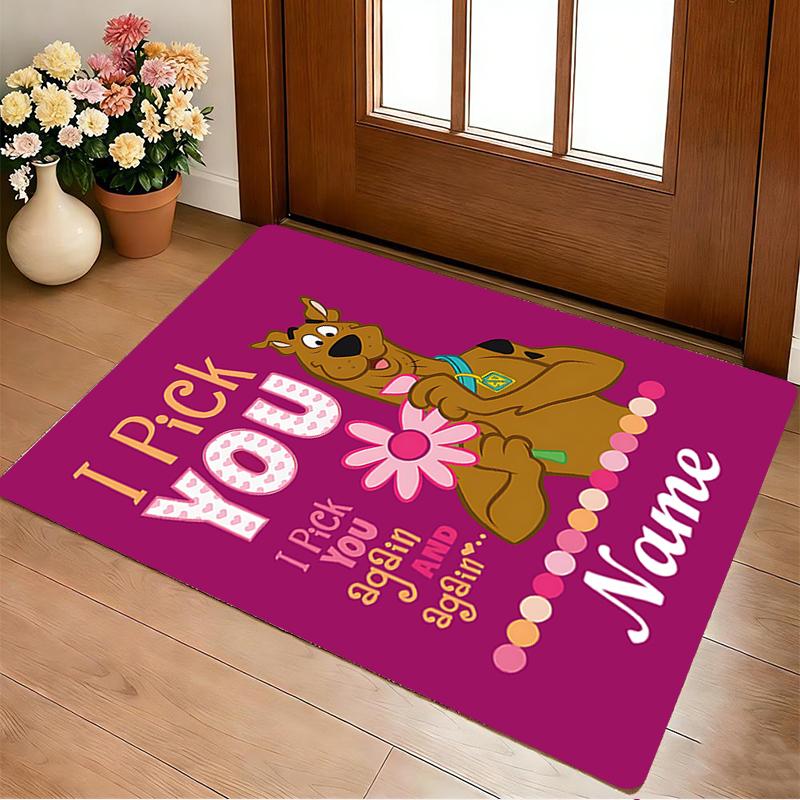Custom Name Scooby Love Living Room Non-Slip Area Rug Soft Carpet for Bedroom Kids Playroom Sofa Office Home Decor Doormat