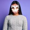 Half Face Mask Horror Halloween Costume Props Animal Skeleton Blood Mask with Elastic Straps for Halloween Cosplay Carnivals Masquerades