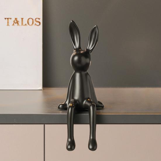 Ceramic Bunny Figurine Sitting Rabbit Sculpture Minimalist Bunny Statue for Counter Desk Bookshelf Home Bar Office Decoration