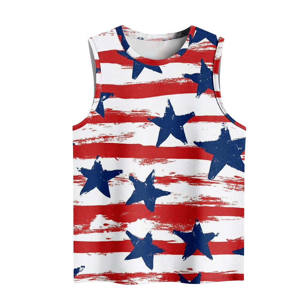 Dámská ležérní vesta s kulatým výstřihem a potiskem bez rukávů