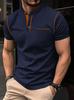 Men Solid Color Short Sleeve Button Slim Fit Casual Mens Polo Shirt