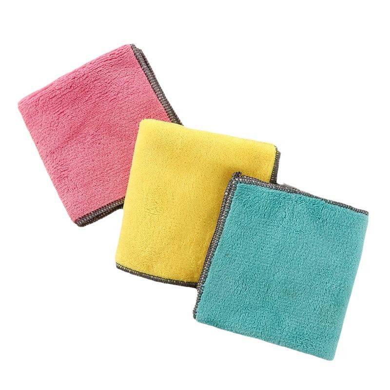 Coral Fleece Double-sided Dual-color Composite Square Towel High-density Car Wash and Cleaning Towel Thickened Fiber Absorbent Cleaning Cloth