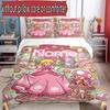 3pcs Duvet Cover Set (1*Duvet Cover + 2*Pillowcase, Without Core), Custom Name Princess Peach Toadstool Pattern Bedding Set, Home Bedroom Decor Gift