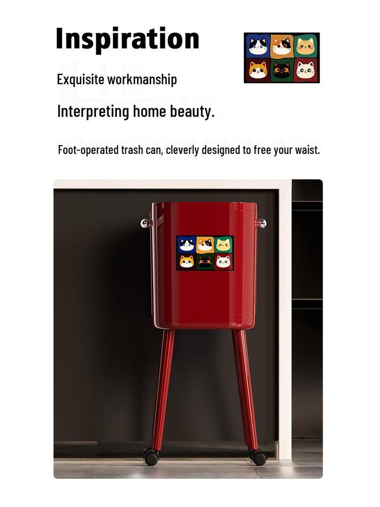 Premium Large-Capacity Trash Can with Lid – Ideal for Living Room, Bedroom, and Kitchen; Elevated Design for Easy Use.