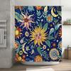 Colorful Sunflower Blue Shower Curtain for Bathroom Decor Floral Print Fabric Waterproof Bath Mat Cover