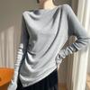 Women's wool pullover Qinghe cashmere 50% silk 50% wool spring and summer wool soft, comfortable and warm