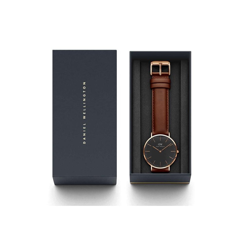 Daniel Wellington Classic Black St Mawes Wristwatch 40mm Men’s Leather Business Stylish Gift for Boyfriend