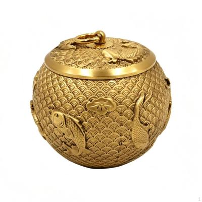 Copper Alloy Tea Tin Canister with Lid Decorative Storage Container Embossed