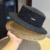 New women's summer high-end sun protection hat, hollowed-out design, elegant French style, makes the head look smaller, sun-shading flat-top hat