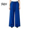 Wrinkle Resistant Casual Pants Women Wide Leg for Fall Winter, Drawstring Elastic Waist Loose Fit Trousers, Solid Color Straight Legs Trousers