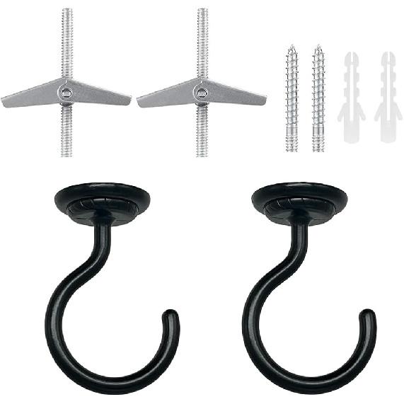 Ceiling Hook Large Swag Heavy Duty Hook with Hardware for Hanging Plants Ceiling Easy tallation Cavity Wall Dry Wall Indoor & Outdoor (2 Sets White)