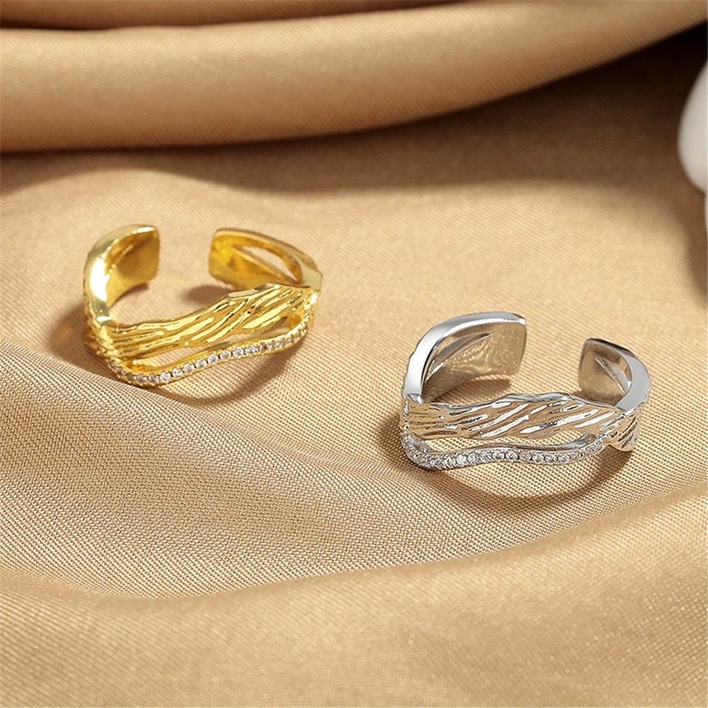 Cute Female White Zircon Stone Silver Color Wedding Rings Promise Open Adjustable Engagement  For Women