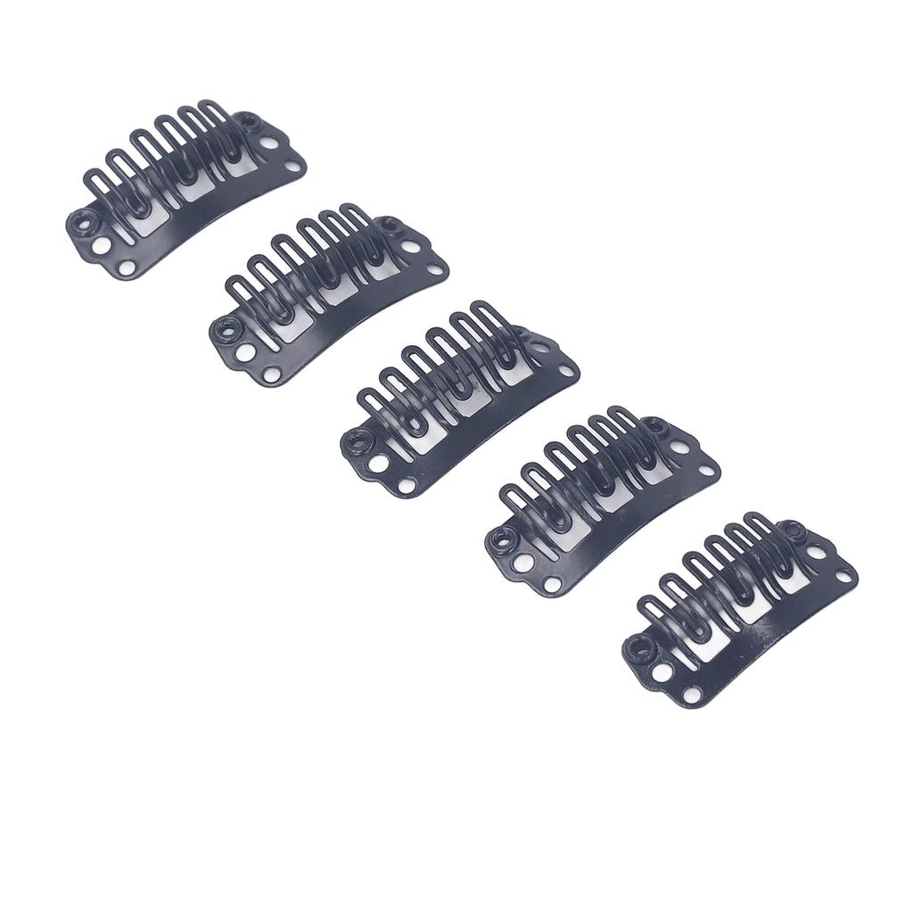 100pcs 2.3cm U Shape Wig Clips 6 Comb Teeth Stainless Steel Black Wig Accessories Snap Comb Clips for Hair Extension