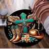 1Pc Cowgirl Boots Hat Circular Print Rug - Home Decoration Carpet For Living Room Bedroom Flooring Computer Chair Area Rug