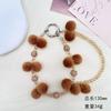 New Style Pom Pom Beaded Phone Chain Crystal Beads Pendant High-end Autumn Winter Pom Pom Double Chain Wrist Hanging Rope