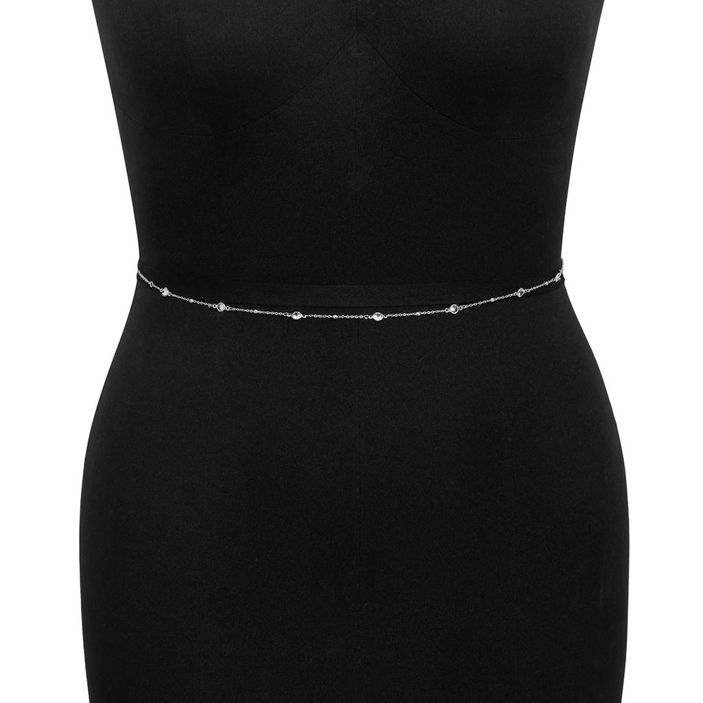 Accessories, Sexy Rhinestone Thin Chain Waist Chain Women, Simple Beach Bikini Bead Body Chain