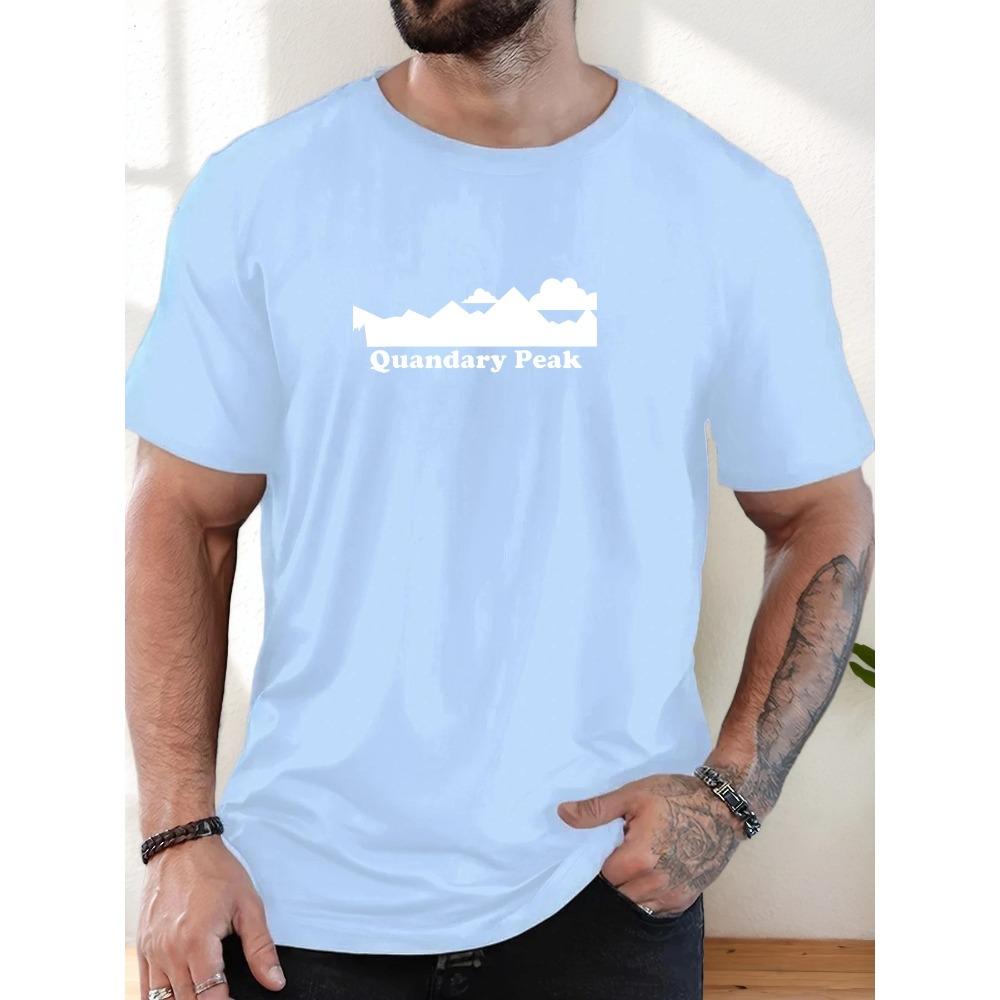 Men's Quandary Peak Pattern Summer Casual Crew Neck Short T-Shirt