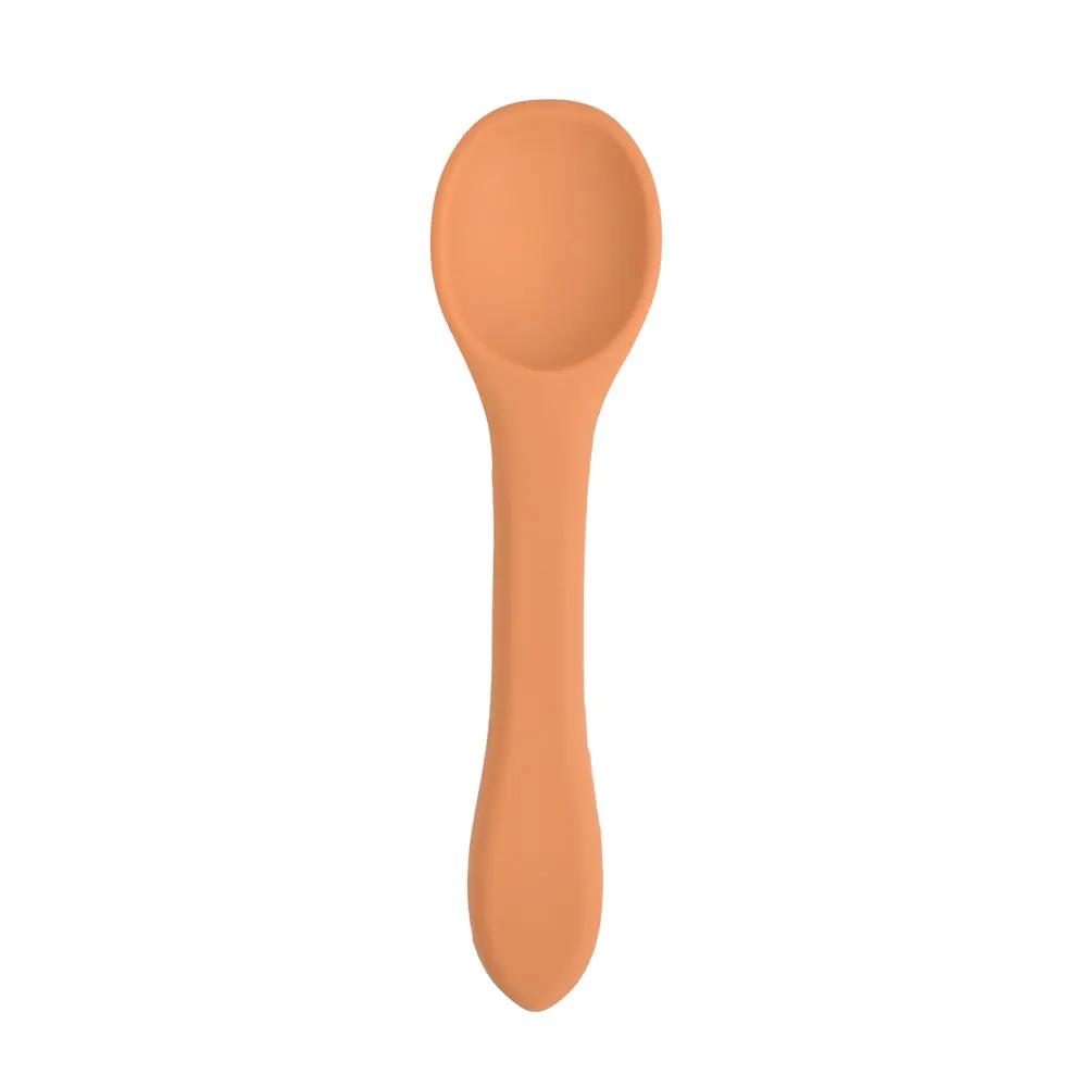 1PCS Full Silicone Spoon For  Utensils Food Grade Silicone Free Dishes Feeding Set Easy To Rinse  Tableware