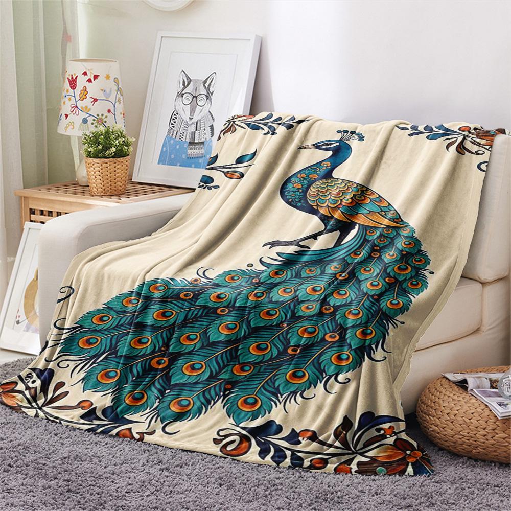 1PC Retro animals Print Flannel Blanket, High quality Comfortable for All Seasons, Home Decor, Warmth and Comfort