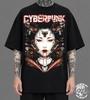 Cyberpunk Geisha T-Shirt, Futuristic Cyborg Graphic Tee, Gothic Grunge Oversized Black Shirt, Techwear Sci-Fi Apparel, Y2K Alternative