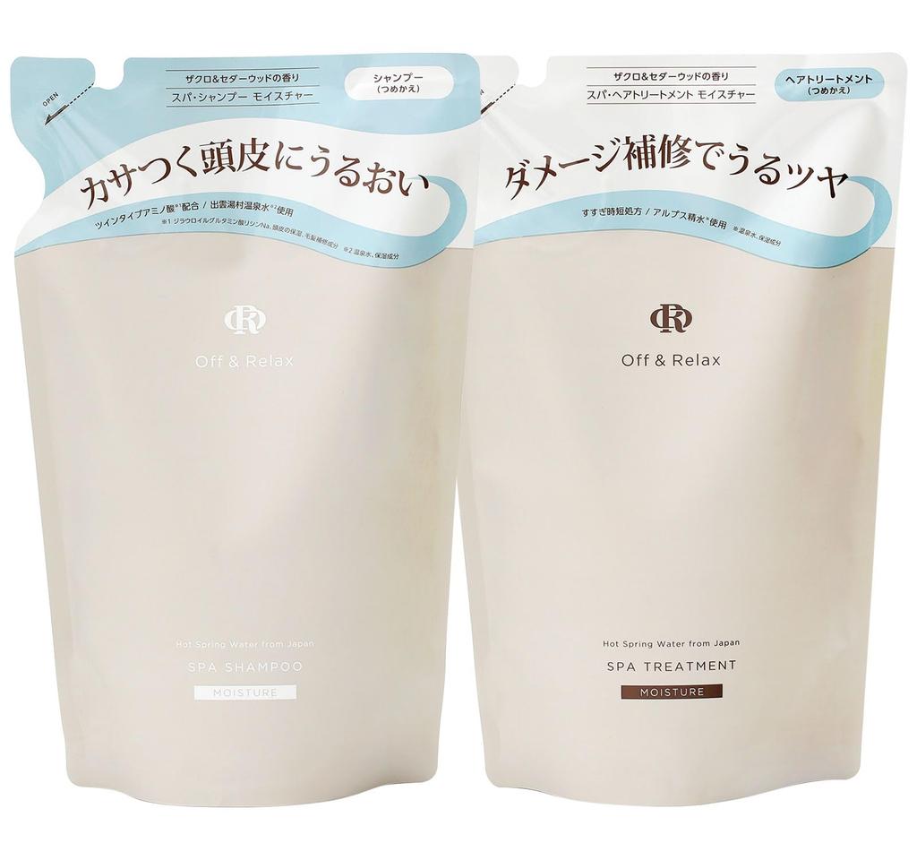 Off Relax OR Spa Shampoo and Treatment Set Scalp Care OR Hot Spring Amino and Japanese Botanical Essence Refill & Refill, Water, Acids, (Moisture Set)