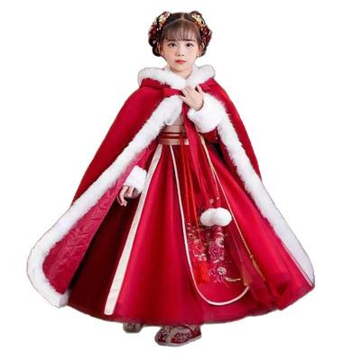Set rochie de prințesă de iarnă pentru fete: Fustă în stil antic și pelerină groasă pentru toamna/iarna 2025