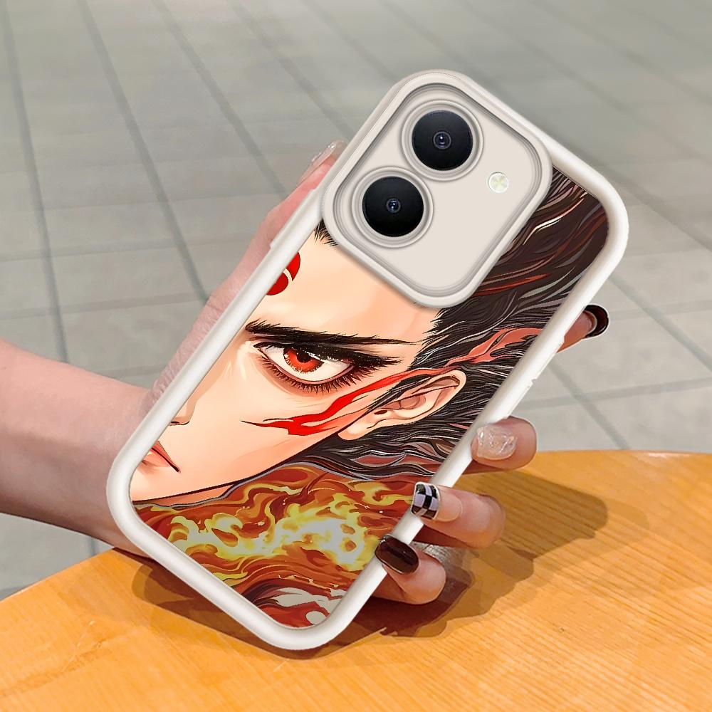 Soft Silicone Square Ladder Printing Pattern Phone Casing Full Cover Camera Shockproof Protection Rubber Case for Vivo