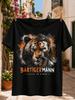 Bartiger Unisexn Alles In Einem Split Face Graphic Combined Bear Tiger and Bearded Unisex Portrait with  Unisex All TShirt