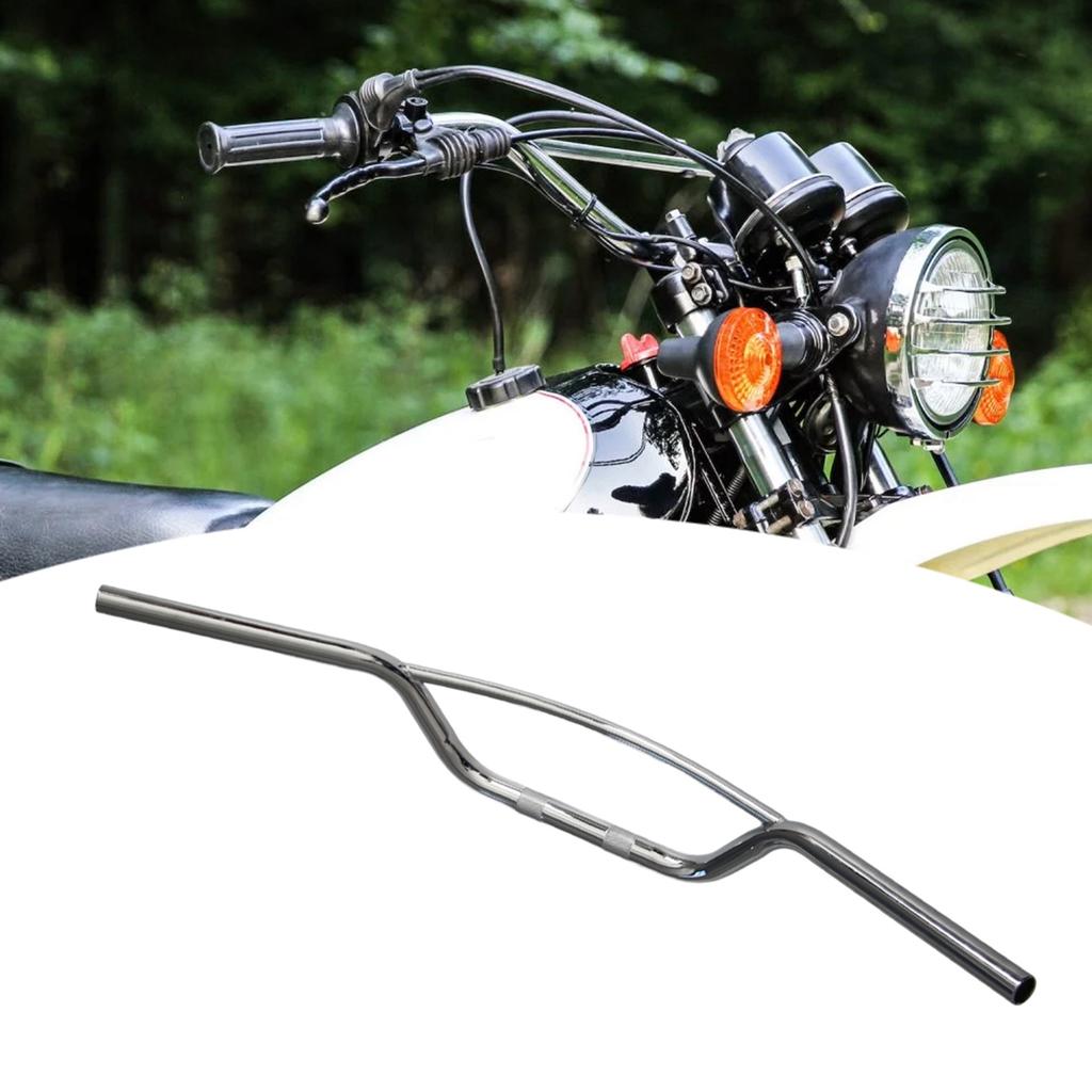 Universal Motorcycle Modification Retro Handlebar Drag Bar Replacement Part 25mm 1in Silver
