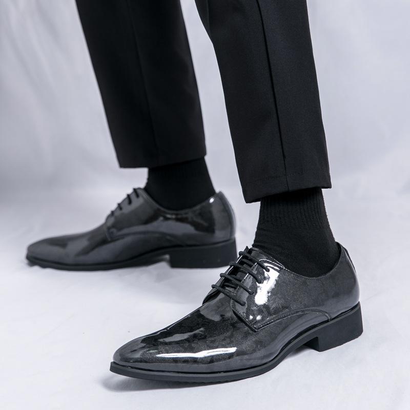 Pánské boty 48 velká velikost pánské špičaté kožené boty lakovaná lesklá svatební obuv pro ženicha business společenské kožené boty