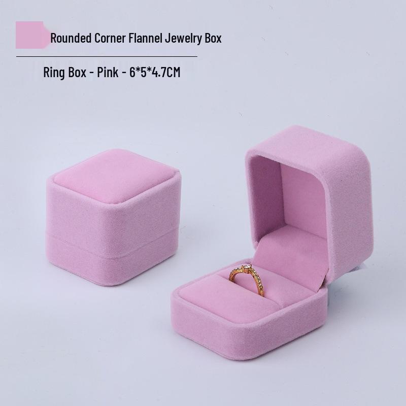 Pink Velvet Jewelry Box with Rounded Corners for Earrings, Bracelets, Rings, and Gifts