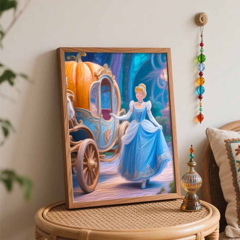 Disney Cinderella Carriage Painting by Numbers Hand Filled Drawing Art Kit Home Decor