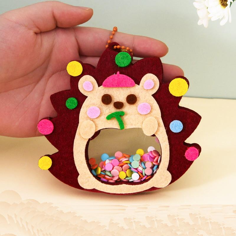 4Pcs Shaker Puzzle Toys Cartoon Non Woven Shake Pendant Diy Material Kits For Kids Easy To Paste Accessories Handmade Crafts