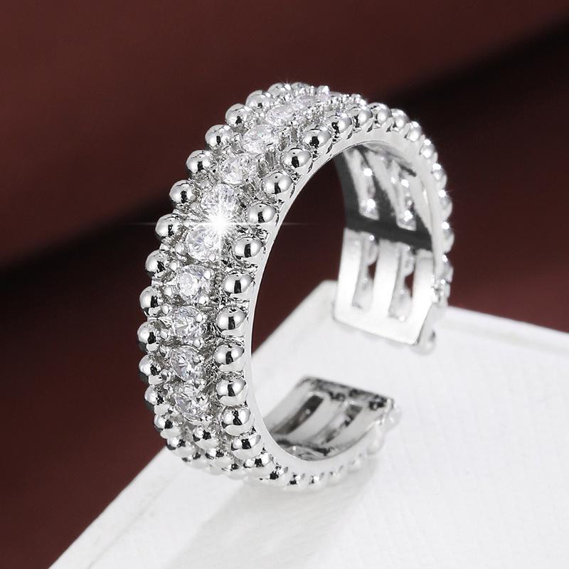 Elegant Adjustable Zirconia Copper Ring for Men and Women