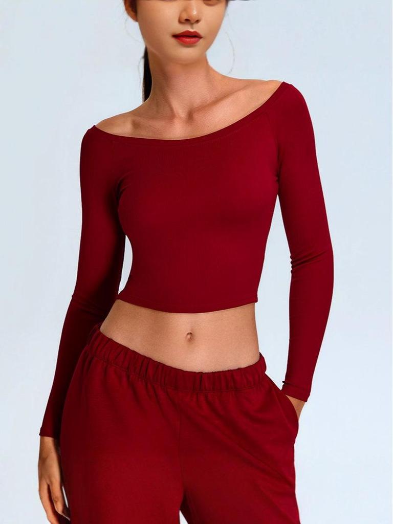 Women's Quick-Dry One-Shoulder Long-Sleeve Yoga & Fitness Top