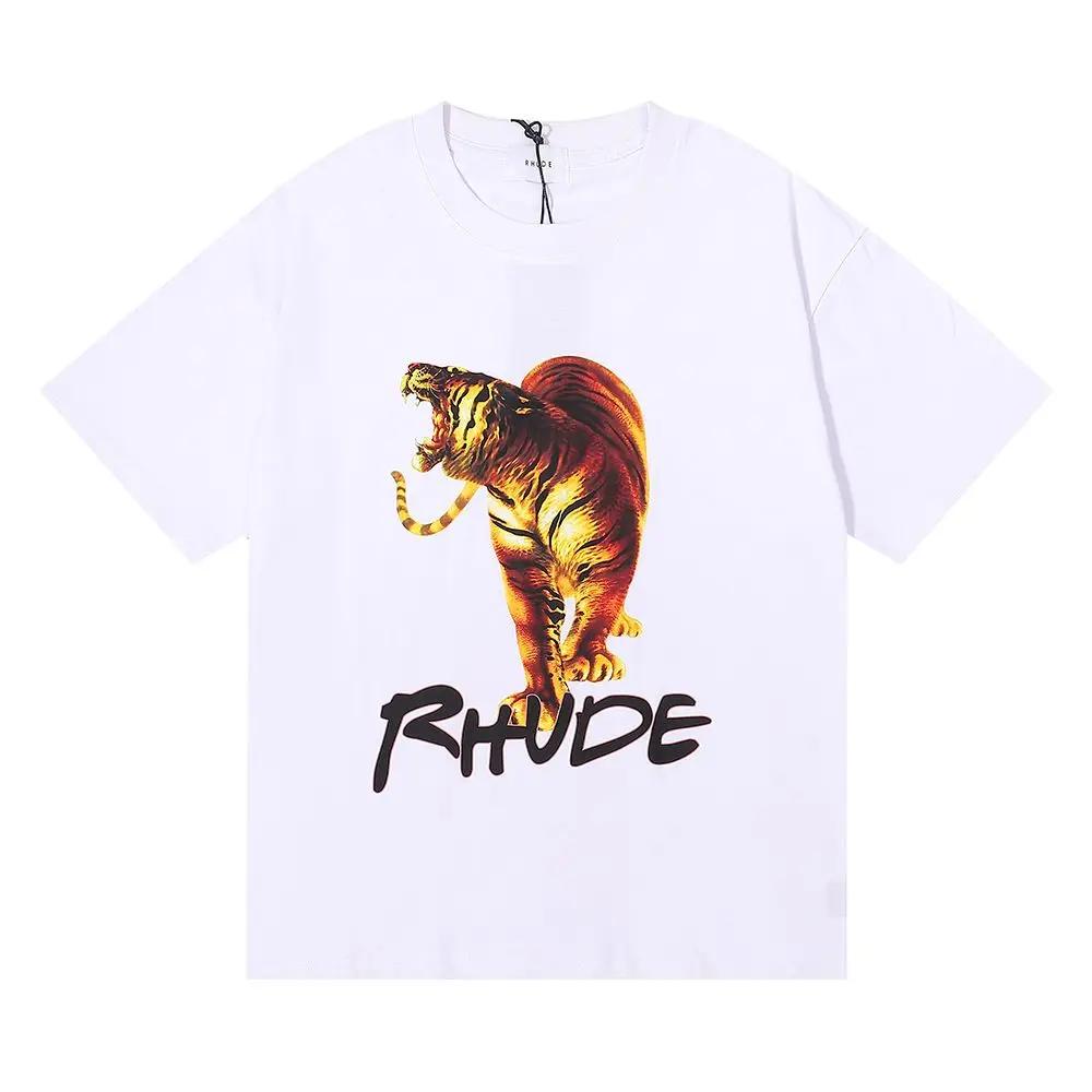 GUOYAN TOP Lente/Zomer Rhude T-shirt voor dames en heren, oversized model, T-shirt met korte mouwen, luxe merk heren T-shirts, Amerikaanse maten S-4XL 3XL