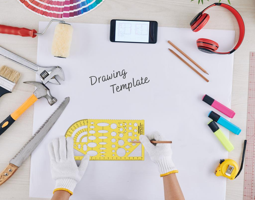 Traceease Geometric Drafting Combination Template Drawing Stencil, Designing Template Measuring Ruler