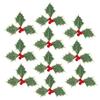 10st Konstgjord Kristtorn Röda Bär Gröna Blad Falska Bär Blad för Julkrans Arrangement Festdekorationer