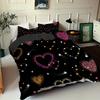 Colored Heart Shape Pattern 3D Printed Duvet Cover Black Style Abstract Art Luxury Quilt Cover Set Soft Comfortable Bedding Set