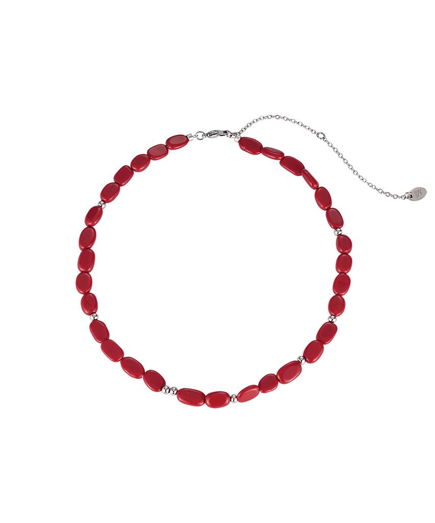 Nff Temper Stone Necklace-Red