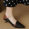Fashion Women's Low Heel Shoes Autumn New Pointed Head Light Mouth Color Matching Slip-on Wear-resistant Low-top Shoes