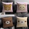 Cute Cartoon Anime R-Rilakkuma Cushion Cover Natural Linen Organic Fabric Double-Sided Printing Sofa Home Decor Gift Pillow Case