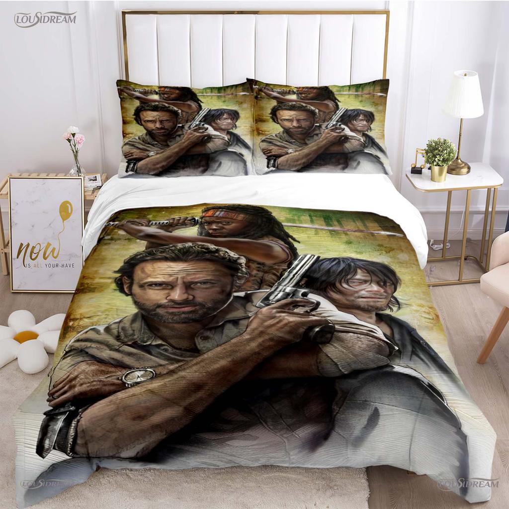 Walking Dead Filmmönster Alla Säsonger Påslakan Sängkläder Lyxigt Mjukt Täckeöverdrag och Kuddfodral Enkel/Dubbel/Queen/King