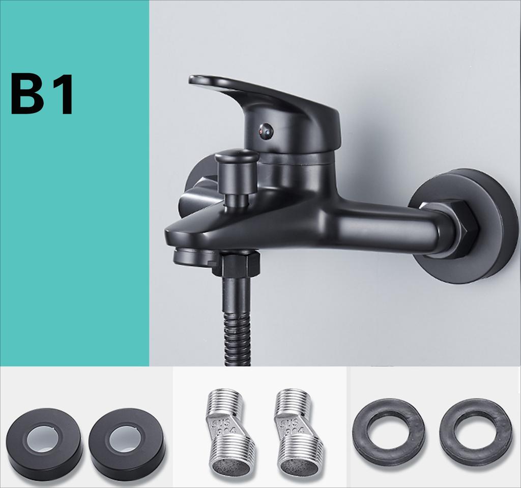 Bathtub Faucet Black Shower Faucet Mixing Valve Side-opening Triple Faucet Hot and Cold Mixer Faucet Bathroom Accessories