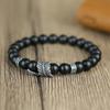 Vintage Feder Armband für Männer Sanskrit Mantra Armband Yoga Meditation Heilung Armband 8mm Lava Onyx Stein Kette Brazalete