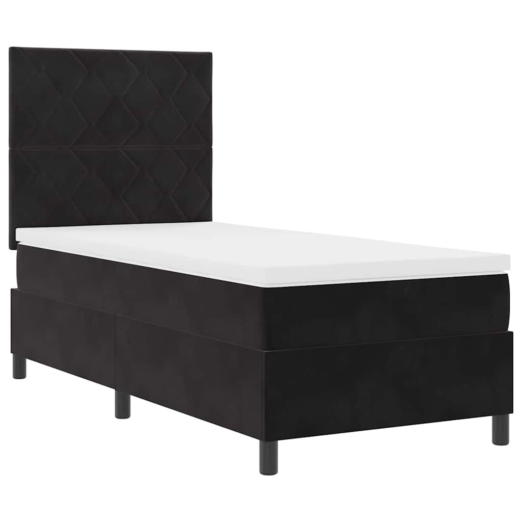 Boxspring Bed with Headboard Black 90 X 200 Cm Velvet
